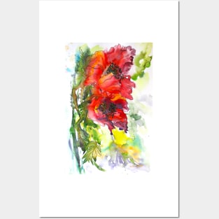 Poppy Watercolor Painting Posters and Art